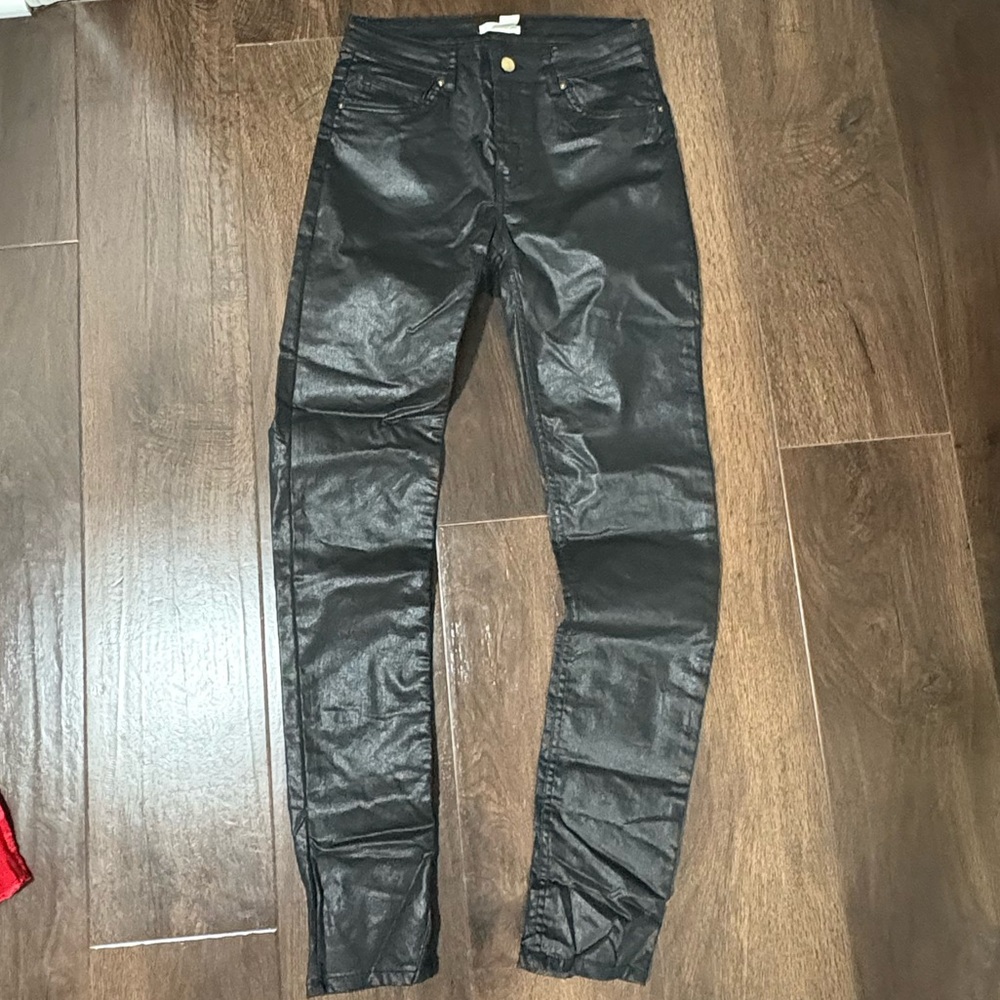Faux Black Leather Jeans